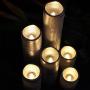 LED Lytes Flameless Timer LED Candles Slim Set of 6, 2'' Wide and 2''- 9'' Tall, Silver Coated Wax and Flickering Warm White Flame for Home and Wedding Decor