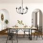 LALUZ Black Chandelier, Dining Room Fixture Transitional Modern Farmhouse Kitchen Island Lighting, 26 inches, 6 Source