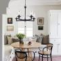 VINLUZ Farmhouse Chandelier 5 Light Pendant Light for Dining Room in Matte Black Finish with Clear Glass Shade Rustic Metal Kitchen Island Lighting Fixture Ceiling for Bedroom Foyer Cafe Bar Corridor
