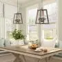 Wood and Metal Chandelier Square 4-Light Adjustable Height Ceiling Pendant Light Dining Room Lighting Fixtures Hanging，Living Room Light ,Kitchen Chandelier UL Listed