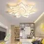 JIAODIE LED Dimmable Ceiling Light Modern Flower Shape Ceiling Lamp Fixture Living Room Bedroom Childrens Room Flush Hanging Lamp Metal Acrylic Petal Ceiling Chandelier Lighting,10 Heads/ ø33.5″/88w