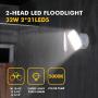 LUTEC LED 3000 Lumen 32W 5000K Integrated Dual-Head Floodlight Outdoor Dusk to Dawn Waterproof Exterior Security Wall Light for Patio Garden Yard