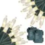 Twinkle Star Outdoor Christmas Lights Battery Operated 50 LED Mini String Light with 8 Modes, 16ft Waterproof Fairy Lights for Garden Xmas Tree Wedding Wreath Party Decoration (Warm White, 2 Pack)