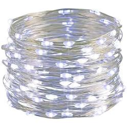 Twinkle Star 33FT 100 LED Silver Wire String Lights Fairy String Lights Battery Operated LED String Lights for Christmas Wedding Party Home Holiday Decoration, White