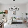 T&A 6-Light Farmhouse Chandelier,Black Wrought Iron Rustic Candle Chandeliers Classic Light Fixture for Kitchen Island Dining Room Living Room