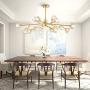 Siljoy Mid-Century Sputnik Crystal Chandeliers Art Decor Led Semi-Flush Mount Pendant Ceiling Light Fixture for Kitchen Island Dining Room Living Room L39'', 15- Lights Gold