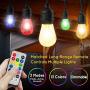 HueLiv 2-Pack 49FT Colored Outdoor String Lights, Warm White&RGB Dimmable Café LED String Light, 30+4 Impact Resistant Bulbs, Commercial Patio Light for Christmas, Holiday, 3Remote, 98FT, Upgraded