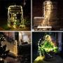 220 LED Solar Firefly Bunch Lights, 8 Flashing Modes , Fairy Copper Wire Waterproof String Lights, Decorative Vine Solar Watering Can Lights, Outdoor Garden Christmas Decor Lights (Warm White)