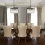 Cuaulans Modern Crystal Chandelier, Black Finish Semi Flush Mount Ceiling Light Fixture Pendant Lamp for Dining Room Bathroom Bedroom Livingroom