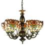 Tiffany Style Chandelier, Baroque Stained Glass Shade Multi-Head Ceiling Light, Living Room Bedroom Bar Decoration LED Pendant Light，E27，MAX40W (Size : 5 Heads)