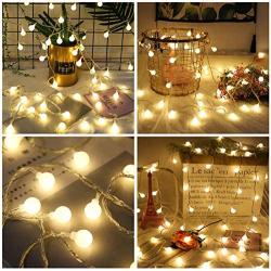 amadecohome Mini Globe String Lights Battery Operated, 8 Modes 50 LED Waterproof Fairy Lights for Bedroom Tapestry Indoor and Outdoor Christmas Tree Party Decoration (Warm White-50LED)