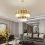 Modern Double Layer Crystal Chandelier,10-Lights Wrought Iron Plating Pendant Light Fixture,Round Luxury Chandelier,E12 Ceiling Light for Dining Room