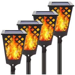 4PK Upgraded 51LEDs Solar Torch Lights Outdoor Christmas Lights, Vivid Dancing Flickering Flames, Dusk to Dawn Auto On/Off. Waterproof Landscape Lighting for Garden Pathway Patio