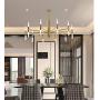 BOKT Post Modern Lighting 20-Light Living Room Chandelier Lighting Island Frosted Glass Lampshade G4 Lamp Socket led Lights Fixture Flush Mount (Gold, Large)