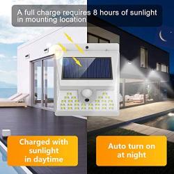 Solar Lights Outdoor Motion Sensor with 3 Lighting Modes, 270° Wide Angle Lighting, IP65 Waterproof. Bright Wireless Security Light for Deck Garage Yard Porch Fence(40 LED, 5500K, 4 Pack, White)