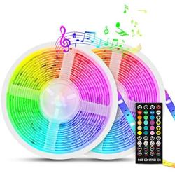 Led Strip Lights Sync to Music, Tasmor 32.8ft 5050 RGB Light Color Changing with Music IP65 Waterproof LED Rope Light with Controller for Home, Room, Bar, Party