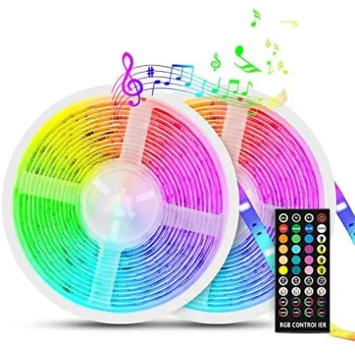 Led Strip Lights Sync to Music, Tasmor 32.8ft 5050 RGB Light Color Changing with Music IP65 Waterproof LED Rope Light with Controller for Home, Room, Bar, Party