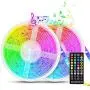 Led Strip Lights Sync to Music, Tasmor 32.8ft 5050 RGB Light Color Changing with Music IP65 Waterproof LED Rope Light with Controller for Home, Room, Bar, Party