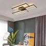 Ganeed Modern Ceiling Light,63W Dimmable LED Ceiling Lamp,3 Square Acrylic Black LED Chandelier,Flush Mount Ceiling Light Fixture for Dining Living Room Study Kitchen,3000-6500K