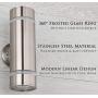 Cerdeco Aureole-Series Modern Porch Light [ UL-Listed ] Stainless Steel Satin Nickel Finished Outdoor Wall Lamp Weather-Proof Cylinder Wall Sconce Suitable for Garden & Patio