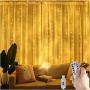 Window Curtain String Light 9.8 X 9.8Ft USB Fairy Lights Curtains with Remote Control 8 Modes Fairy Lights 10 Strings for Kids Bedroom Party (Warm White)