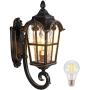 PARTPHONER Outdoor Indoor Light Fixtures Wall Mount Black Roman, Waterproof Outside Porch Light Wall Sconce Lighting, Exterior Wall Lantern with Water Glass for Garage, Porch, Doorway (Bulb Included)