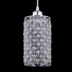 Modern Crystal Pendant Lighting Hanging Pendant Lighting Fixture Adjustable Ceiling Light for Kitchen Dining Room Bedroom Kitchen Island (Silver)