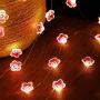 Flower String Lights Fairy Pink Cherry Blossom Lights 13 Feet 40 LEDs USB and Battery Operated Decorative Lights for Girls Bedroom Indoor Outdoor Wedding and Valentines Day