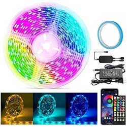 Music Smart LED Strip Lights, 50FT Led Lights for Bedroom Bluetooth App Control+Remote RGB Led Lights Color Changing for Party Home Decoration (50FT/15M)