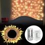 [Remote and Timer] 36ft 100 LED Outdoor Battery Fairy Lights (8 Modes, Dimmable, IP65 Waterproof, Warm White)