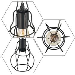 Metal Cage Pendant Light,Plug in Cord with On/Off Switch,Vintage Industrial Ceiling Hanging Light Fixture for Office Dining Room Living Room Kitchen Island Restaurant,E26