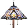 Bieye L10687 Baroque Tiffany Style Stained Glass Floor Lamp with 18 Inch Wide Blue Shade for Reading Working Bedroom Living Room, 3 Lights, 63 inch Tall