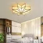 LITFAD Modern 4-Light LED Ceiling Lamp Beveled Frosted Glass Flush Mount Lighting Fixture Traditional Brass Star Close to Ceiling Light Decorative Pendant Light for Hotel Hall Bedroom Living Room
