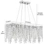 NOXARTE Crystal Chandelier Rectangular Modern Pendant Light Chrome Stainless Steel Ceiling Lighting Fixture for Dining Room Kitchen Island L 32''