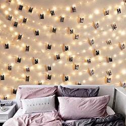 Photo Clip String Lights - 50 LED 17 Ft Battery Operated Fairy Lights with Clear Clips, Photo Lights Hanging Lights for Bedroom Wedding Indoor Outdoor Ideal Gift Holiday Decorations