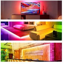 Bason Led Strip Lights, 16.4ft Led Lights for Bedroom, 12V Adapter Powered Color Changing Room Lights with Remote, SMD 5050 Gaming Lights with 4096 DIY Colors, for Wall Kitchen Home Christmas Decor.