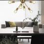 VINLUZ 6-Light Sputnik Chandelier Brass Mid Century Modern Ceiling Light Retro Chandelier Lighting for Kitchen Dining Room Bedroom Hallway Foyer