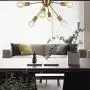 VINLUZ 6-Light Sputnik Chandelier Brass Mid Century Modern Ceiling Light Retro Chandelier Lighting for Kitchen Dining Room Bedroom Hallway Foyer