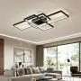 LED Ceiling Light AXSHINE Geometric Ceiling Light fixtures Modern Hanging Light 3Light Chandelier Ceiling Black Metal Light Rectangle Art Design Ceiling Lamp for Bedroom Livingroom with Natural Light