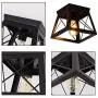 Modern Ceiling Light Black Rustic Ceiling Lighting Fixture Flush Mount with Metal Cage Shade for Hallway Bedroom Dining Room Entryway,E26