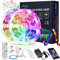 Led Strip Lights 32.8ft with Bluetooth Music Mobile APP Control, Alinget Led Strip Lights with 24 Keys IR Remote Control LED Lights for Bedroom Home Party Kitchen