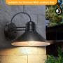 Dusk to Dawn Sensor Wall Sconce Outdoor Lighting Fixture, Black Gooseneck Barn Light Farmhouse Exterior Wall Mount Light Sconce Industrial Wall Arm Lamp for Patio,Doorway,Porch,Entryway,Garage-2 Pack
