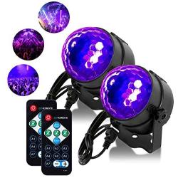 [2 Pack] Litake UV Black Lights 6W LED Disco Ball Party Lights Strobe Light Disco Lights, Sound Activated with Remote Control Dj Lights Stage Light for Festival Bar Club Party Wedding Show Home