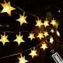 50LED Christmas Star String Lights, Fairy Lights 8 Modes with Remote Control, Waterproof Battery Powered Lights for Christmas Tree, Indoor, Outdoor, Bedroom, Party, Garden, Wedding, New Year Decor 50LED Christmas Star String Lights, Fairy Lights 8 Modes with Remote Control, Waterproof Battery Powered Lights for Christmas Tree, Indoor, Outdoor, Bedroom, Party, Garden, Wedding, New Year Decor