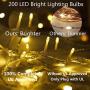 LiyuanQ Indoor Christmas String Lights 66ft 200 LED Christmas Tree Lights Plug in 8 Modes Waterproof Twinkle Fairy Lights with Memory UL Certified Power Supply for Christmas Indoor Decor (Warm White)