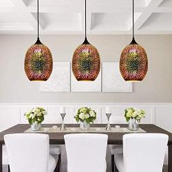 APBEAM 3D Pendant Lighting with Colorful Handcrafted Art Glass Hanging Light for Kitchen Island Dining Room Restaurant