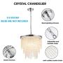 Larootsi Modern Crystal Chandeliers Round Elegant Chrome Pendant Lights with Crystal Raindrop for Dining Room Living Room Hallway Hotel Bar Restaurant E12X4