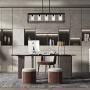 Sivilynus 5 Lights Black Dining Room Chandelier Hanging Light Fixture Modern Kitchen Island Linear Lighting Farmhouse Chandelier with Clear Glass Shade for Bar Restaurant