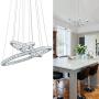 KAI Crystal Chandelier Island Pendant Light Contemporary Not Dimmable LED Lamp with Adjustable Height 3 Rings 6000K 8640LM Chrome Modern Flush Mount Ceiling Lighting for Dining Room Lobby