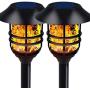 Solar Flame Lights - Solar Lights Outdoor 55'' Tall 100% Metal LED Solar Light Outdoor Torch Waterproof Metal Landscape Lights Heavy Lights Security Path Lights for Garden, Pathway,2 Pack